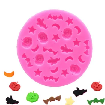 

Baking Mould Halloween Pumpkin Sugar Decoration Craft Silicone Mold Bat Topper