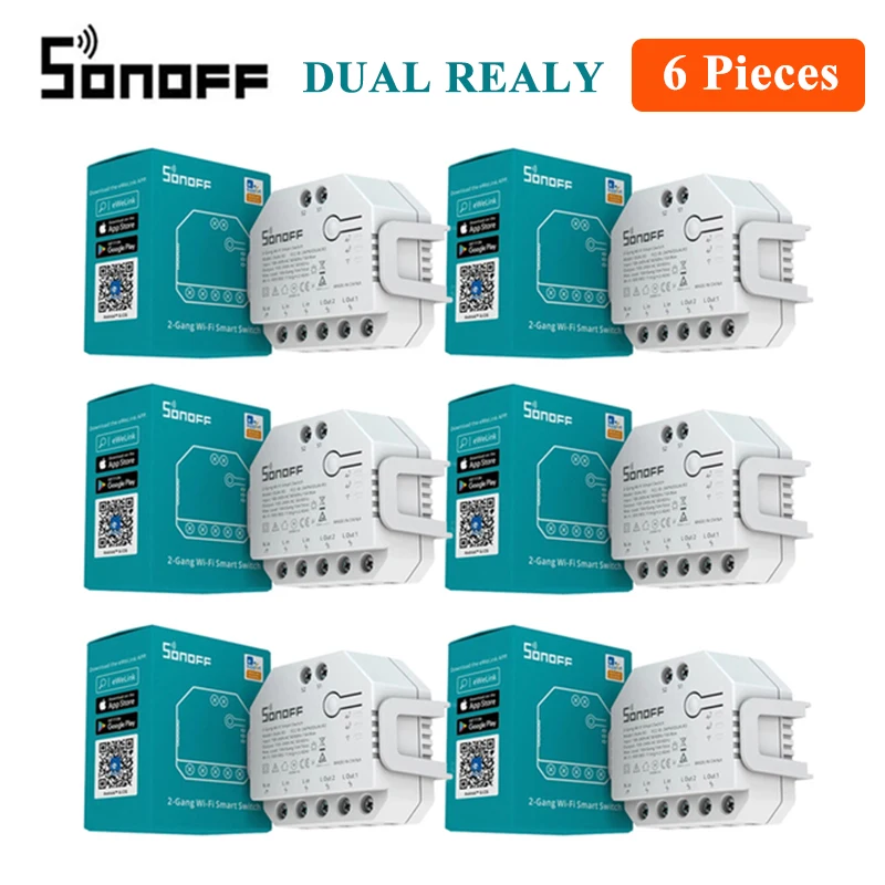 SONOFF DualR3 DIY Wifi Smart Switch 2 Gang DUAL R3 Module Power Metering eWeLink APP Remote Control Alexa Google Home Siri Voice 