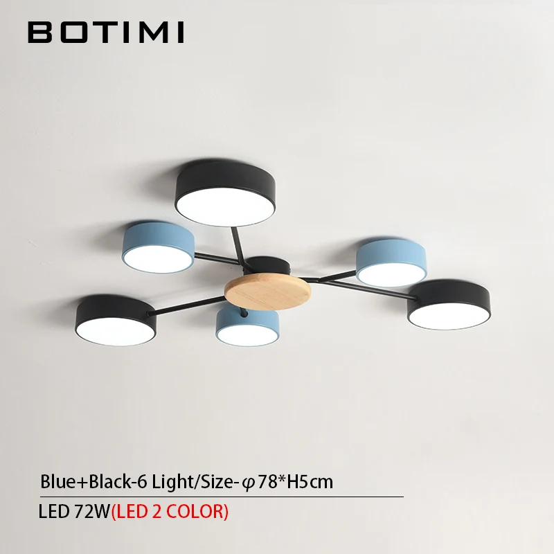 6 Light-Blue-Black BOTIMI Новое поступление современный светодиодный Люстра с круглыми серыми металлическими абажурами для гостиной скандинавский потолочный светильник для спальни - Цвет абажура: 6 Light-Blue-Black