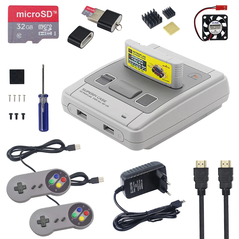 Оригинальный Retroflag SUPERPI CASE J Raspberry Pi 3 Model B +/B NESPI ABS коробка для RetroPie 32 Гб sd карта