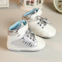 Angle wings/детская обувь для девочек; Белые Повседневные кроссовки; обувь для малышей; мягкая подошва; Удобная нескользящая обувь для детей 0-18 месяцев