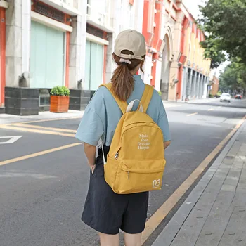 

New Arrive 2019 Women Casual Canvas Backpack Letter Printing Backpack School Bags For Teenage Girls Travel Bags mochila feminina