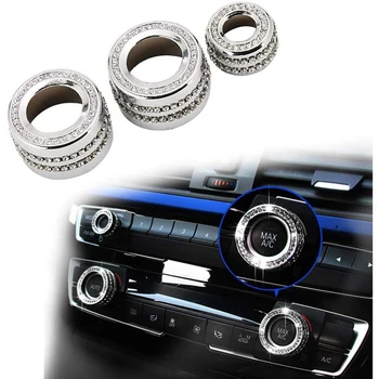 

Compatible AC Knob Caps Parts Air Conditioning Covers Decal Bling Interior Decorations for BMW 5 6 7 Series GT X3 X5 X6 M5 M6 ID