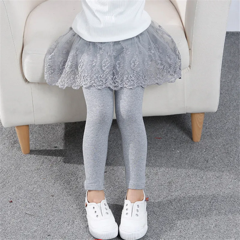 2021 Cotton Baby Girls Leggings Lace Princess Skirt-pants Spring Autumn Children Slim Skirt Trousers for 2-7 Years Kids Clothes
