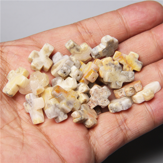 Natural Stone Crystal Tiger Eye Cross Loose Spacer Beads Charm for Women Jewelry Making DIY Necklace Bracelet Part 10pcs