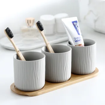 

Ceramic Bathroom Tumblers Couple Toothbrush Cup Set Nordic Simple Mug Cup Mouth Mug Bathroom Set Accessories Toothbrush Holders