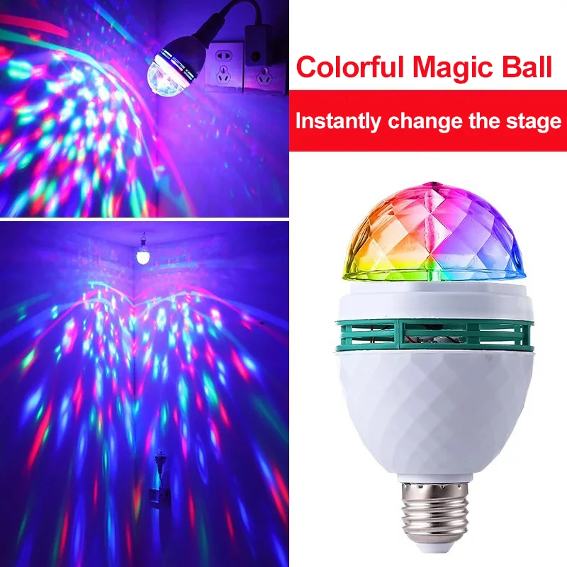 لمبة LED RGB ذاتية الدوران E27 3W ، للديسكو ، ضوء الحفلة ، جهاز عرض ...