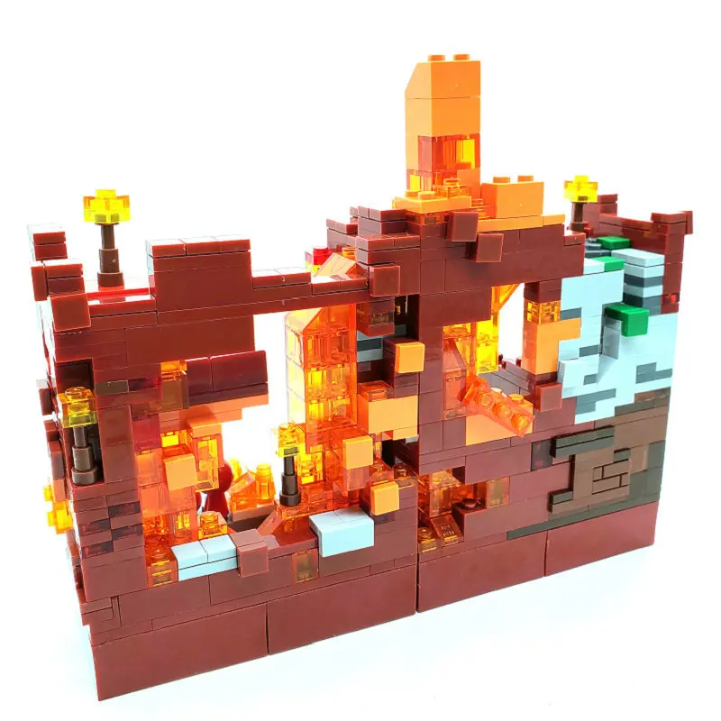 Lava Mine пещера изменяемый строительный блок со Стивом фигурки совместимые с мини