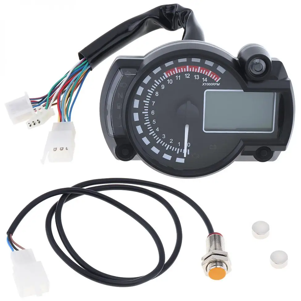 9-16V Синий универсальный мотоцикл lcd цифровой спидометр одометр тахометр