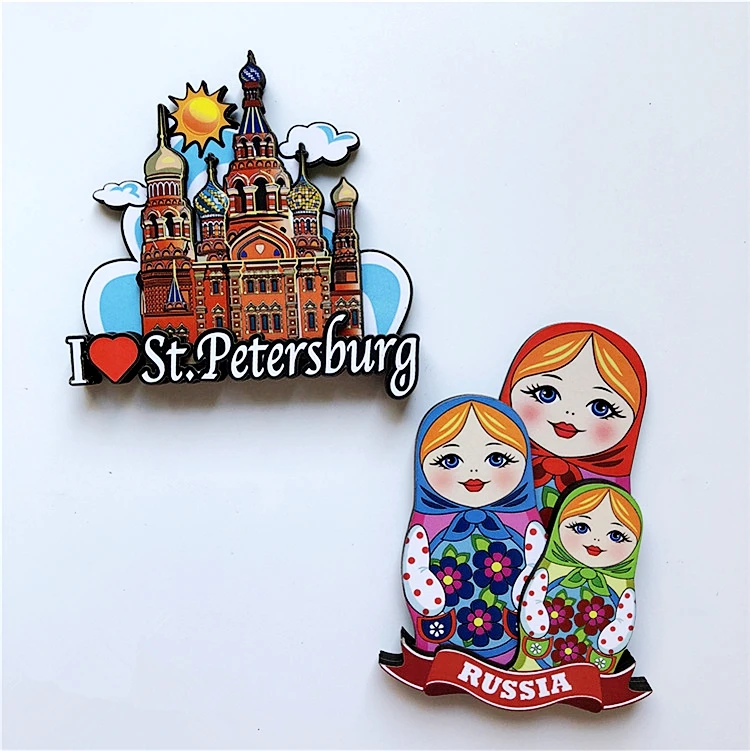New Russia St. Petersburg Matryoshka wood Fridge Magnet Travel Souvenir  Refrigerator Magnetic Stickers Gift|Fridge Magnets| - AliExpress