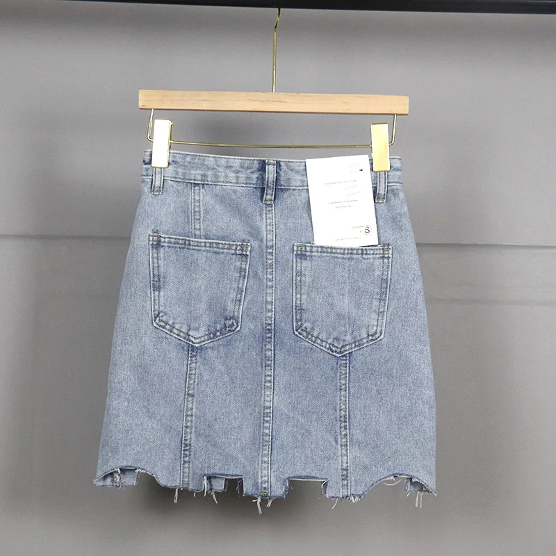 

[Attachment] Irregular Washing Denim Skirt 2019 Spring And Summer Base High-waisted Cool A- line Skirt Women's 2040