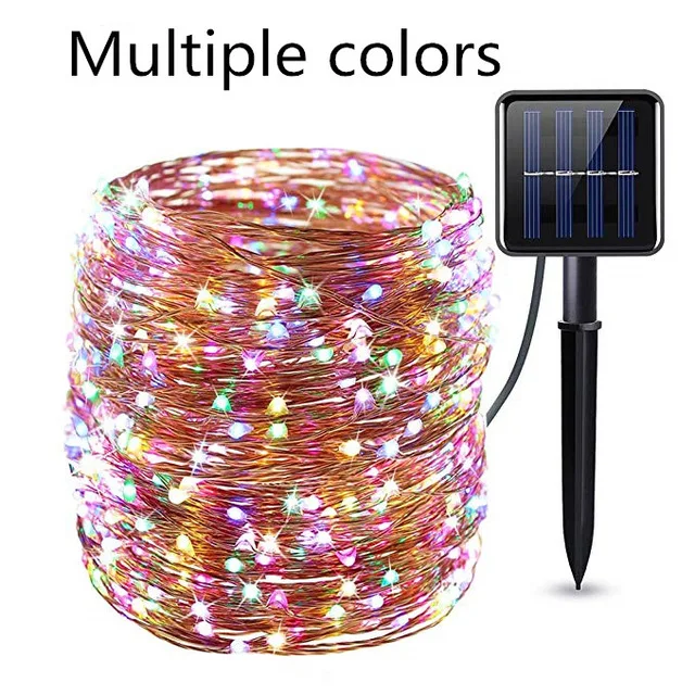 Multiple colors Светодиодный светильник на солнечной батарее светодиодный 100 светодиодный s/200 светодиодный s/300 светодиодный s 8 функция открытый водонепроницаемый Рождественский декоративный светильник s stri - Испускаемый цвет: Multiple colors