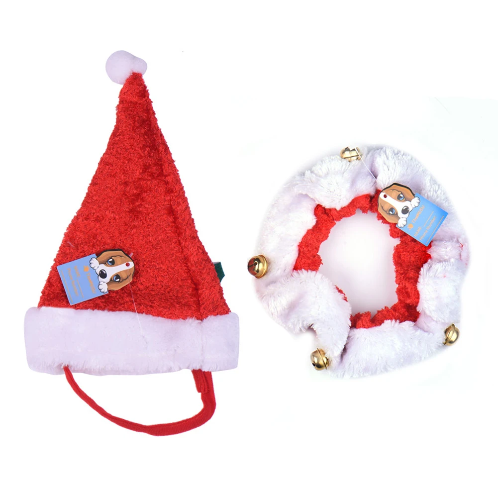Принт с рождественским лосем мягкая Кепка для собаки с воротником рождественские шапки для собак вечерние рождественские украшения милые