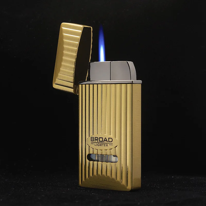 Portable Gas Square Side Slip Wheel Mini Jet Lighters Metal Cigar