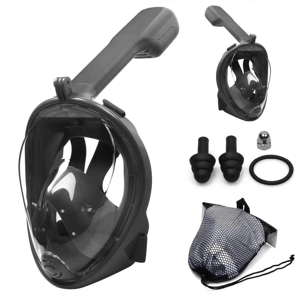 LANBEIKA Подводная маска для подводного плавания, анти-туман, маска для дайвинга, набор для подводного плавания, респираторные маски, безопасное и водонепроницаемое оборудование для плавания - Цвет: Black