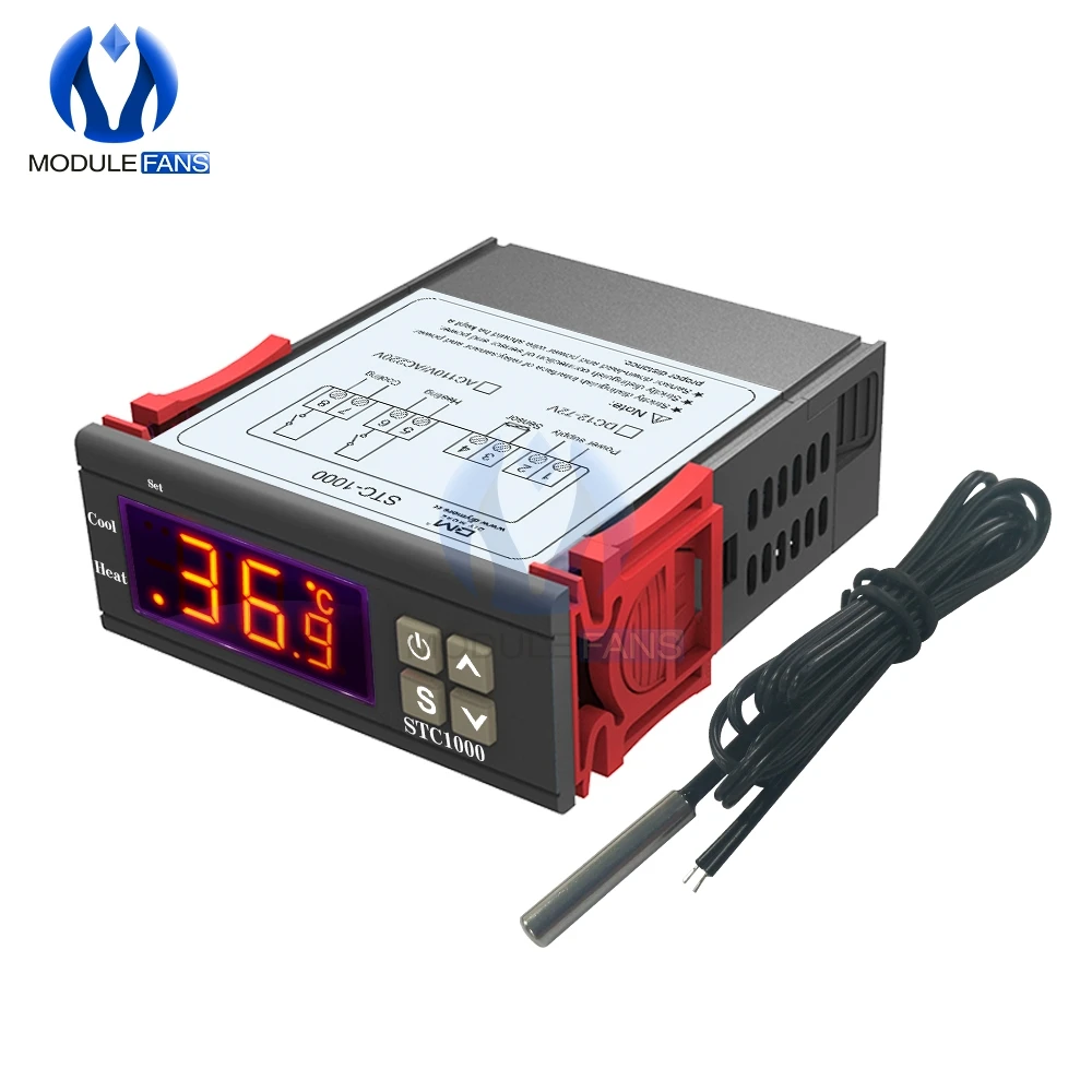 

AC 110V 220V DC 12V Digital LCD Thermostat Temperature Controller Regulator Thermometer Control Switch With NTC Sensor