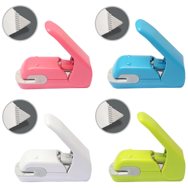 Creative Student Stationery Tapler Press Type Embossing Needleless Mini Stapler No Punching Labor Saving for Office School