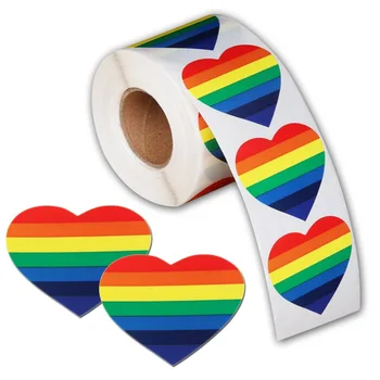 

2019 Gay Pride Rainbow Color Stickers 7 Colors Striped Decorative Tape Support LGBT Causes Heart-Shape Protable Use