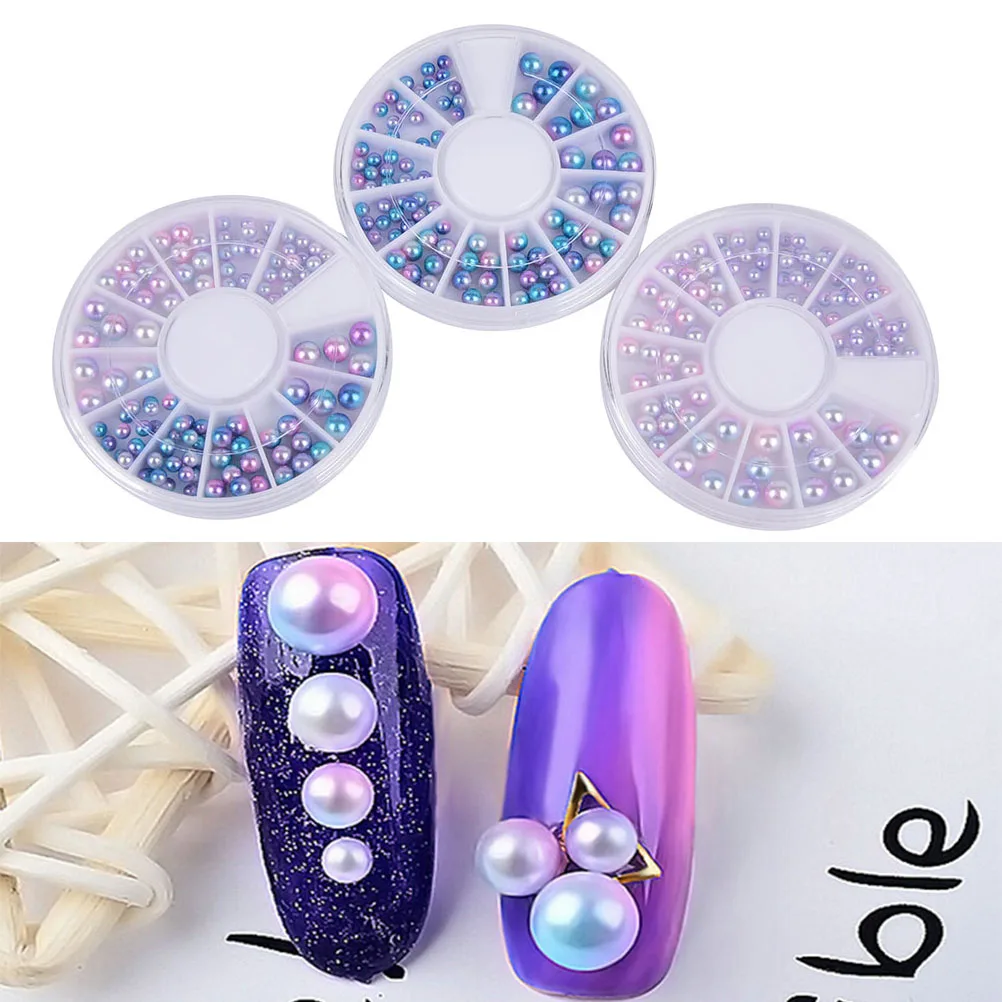 Mix Size Pearl Flat Back Magic Design Mermaid Gradient Symphony Charms Beads Wheel Nail Art 3D Tips Jewelry Manicure