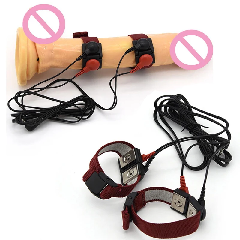 BDSM Electric Shock Anal Plug Cock Cage Scrotum Sleeve Electro Stimulator Gloves Penis Plug Ring Nipple Clamps Sex Toy electro sex toys electric sex toys penis rings