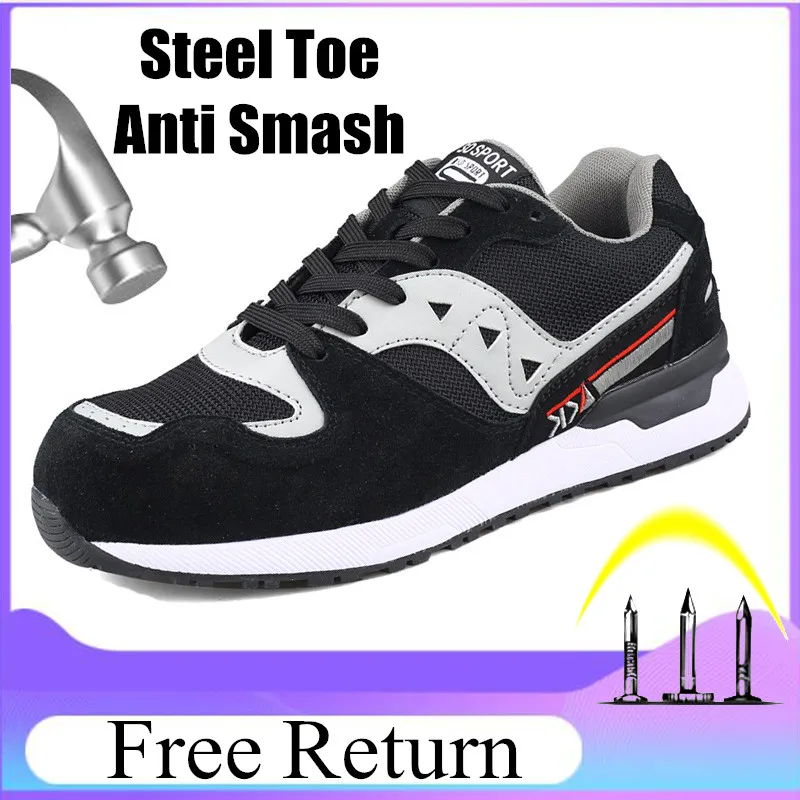 

Safety Shoes Men Indestructible Mesh Sneakers Air-Permeable Smash Safety Shoes Steel Toe Breathable Military Shoes For Boys F29