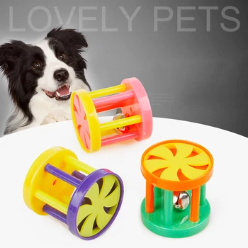 

Kawaii Colorful Plastic Wear Resistant Chew Toys with Bell Reing for Pet Cat Dogs Amusement Training Durable Scartch Toys Gifts