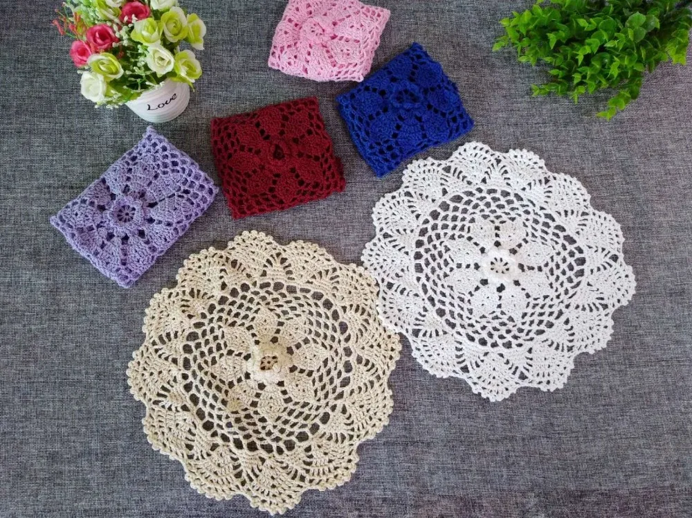Современные крючком круглые салфетки Doily 30 см кухонная посуда коврик для посуды кружка прокладки журнальный столик вечерние рождественские украшения