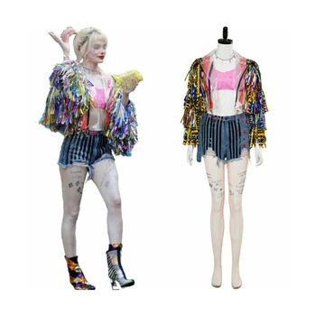 

Drop pp Birds Of Prey Cosplay Suicide Squad Harley Quinn Costume Fancy Halloween Costumes For Adult Women Sexy Custom Coat Wig