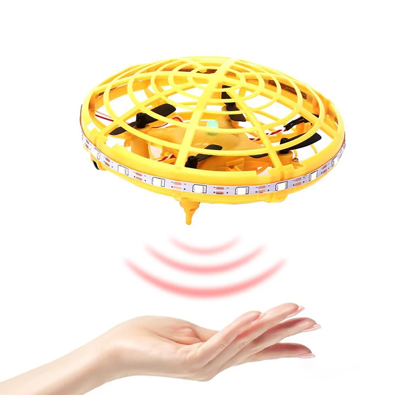 Mini Flying Helicopter with led light Infrared Induction Hand Controlled Interactive RC UFO Drone Quadcopter Toys For Children