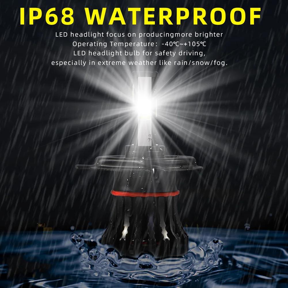 1 пара Водонепроницаемый IP68 автомобильный 4 шт односторонний Мини светодиодный фары H4/HB2/9003 лампы 6500K DC 9-32 V Встроенный светодиодный драйвер