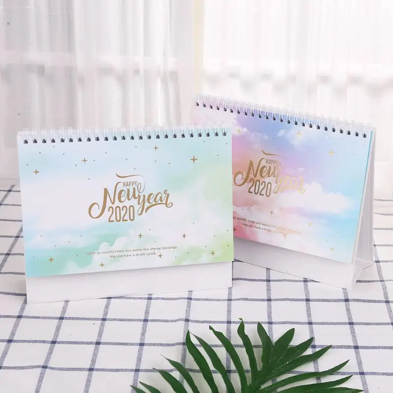 

New 2020 Dreamy Colorful Desktop Standing Coil Paper Calendar Memo Daily Schedule Table Planner Yearly Agenda Organizer qyh