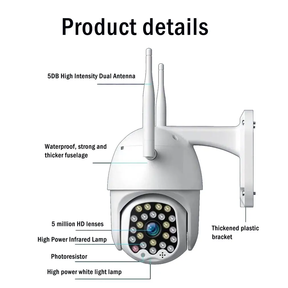 1080P PTZ IP камера Wifi наружная беспроводная видеокамера с Wi-Fi двойной источник света 3,6 мм 23 Led Звук и световой сигнал