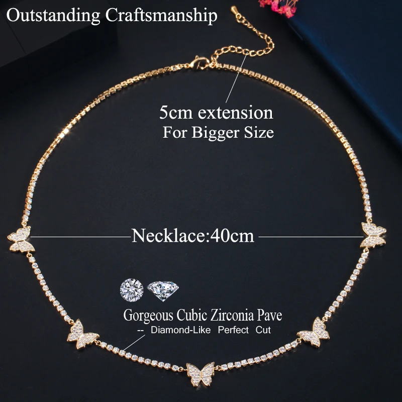ThreeGraces 2020 Fashion Famous Brand Jewelry Elegant Butterfly Drop CZ White Crystal Pendant Chocker Necklace for Women PN104