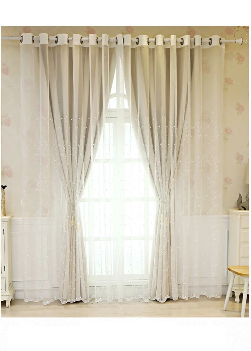 Screen Curtains Fresh Rustic Relief Embroidery Curtains Blue Fantasy Romantic Blackout Curtains Living Room Bedroom Nordic
