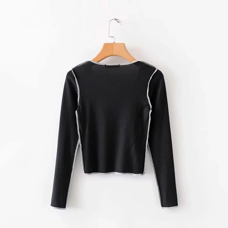 Women Cropped Fit Ribbed Long Sleeve 