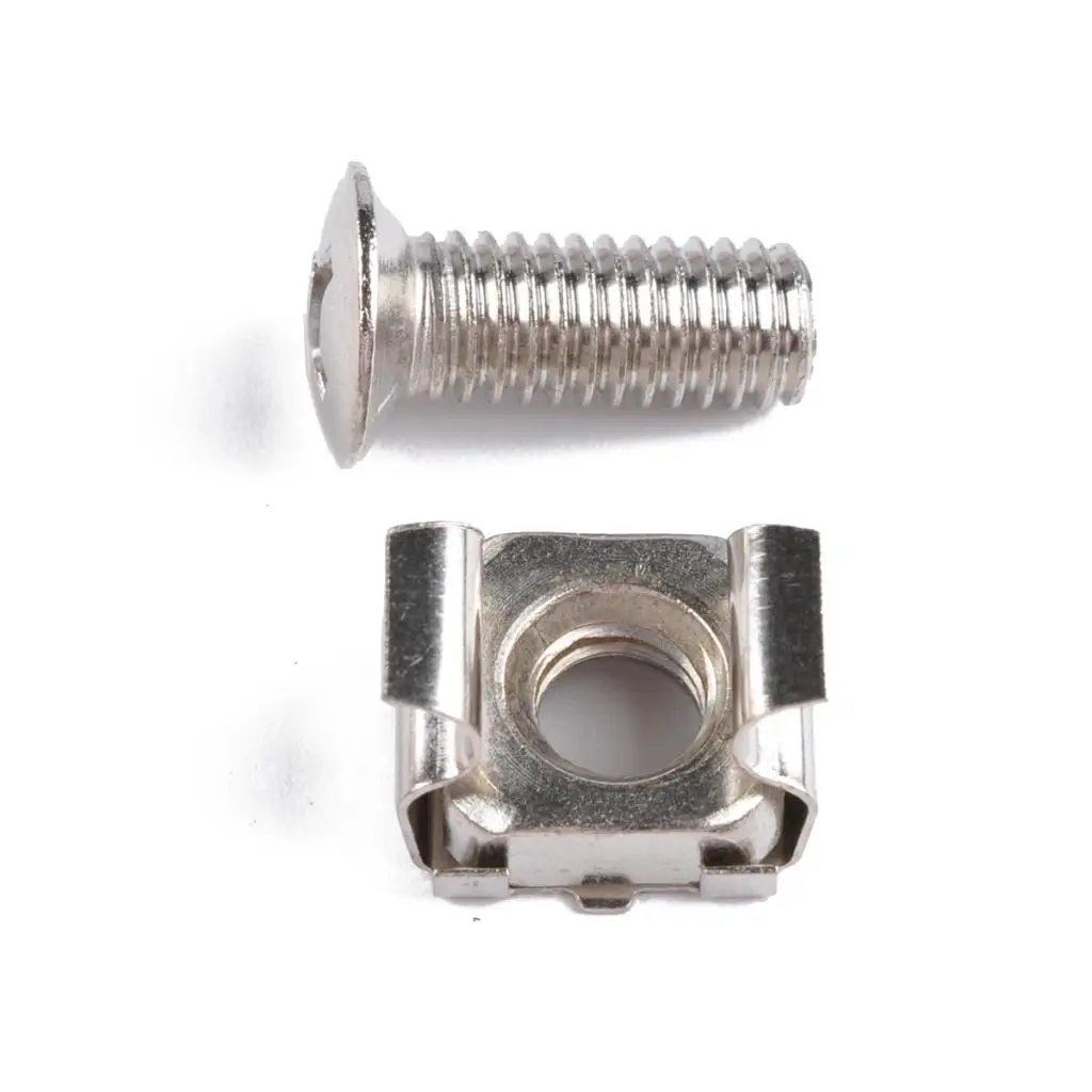 100 Pack Lot - M6X16 Rack Mount Cage Nuts & Screws w/ Washers - Square Clips