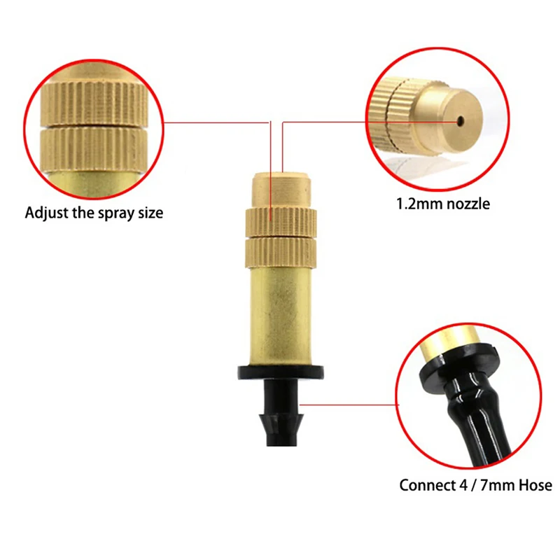 1pcs Adjustable Micro Drip Irrigation Misting Brass Nozzle Garden Spray Cooling Parts Wholesale