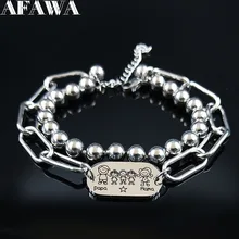 Семья папа мама Dos Hijas Un Hijo браслет из нержавеющей стали женский серебряный цвет двухслойный браслет-цепочка Ювелирные изделия B18566