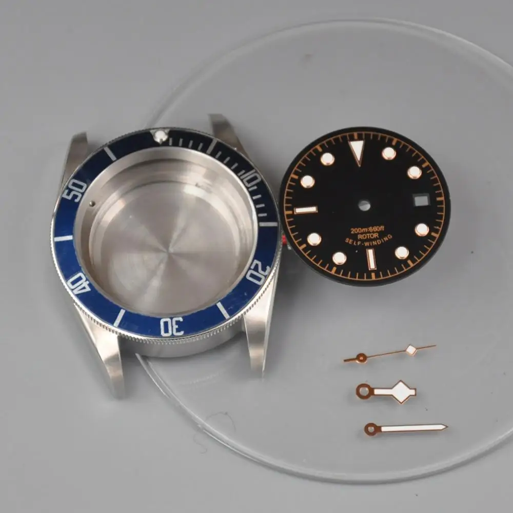 41mm Watches Case Dial Hands Parts Brass Coated 316L S Steel Fit ETA 2836/2824 Miyota8215 821A Movement For Men Mechanical | Наручные