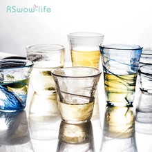 Японский стиль утолщенный стеклянный бытовой чашки для чая, пивная чашка, смешивающая бокалы для коктейля для напитков воды, напитков, круглых винных стеблей