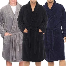 Winter Warm Casual Woman Mens Bathrobe Flannel Robe V Neck Long Sleeve Plush Shawl Kimono Warm Male Bath Robes Coat