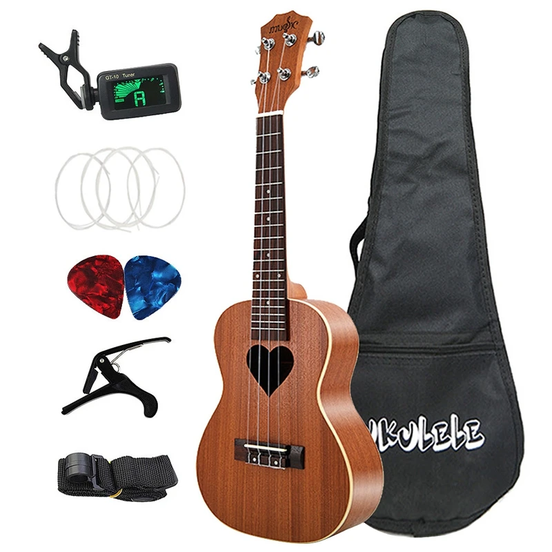 

Concert Ukulele Kits 23 Inch 4 Strings Hawaiian Mini Sapele Guitar with Bag Tuner Capo Strap Stings Picks Musical Instrument