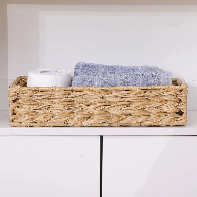 HOSROOME Cestas de mimbre de baño para organizar papel higiénico, cesta de  almacenamiento para tanque de inodoro, cesta decorativa para armario