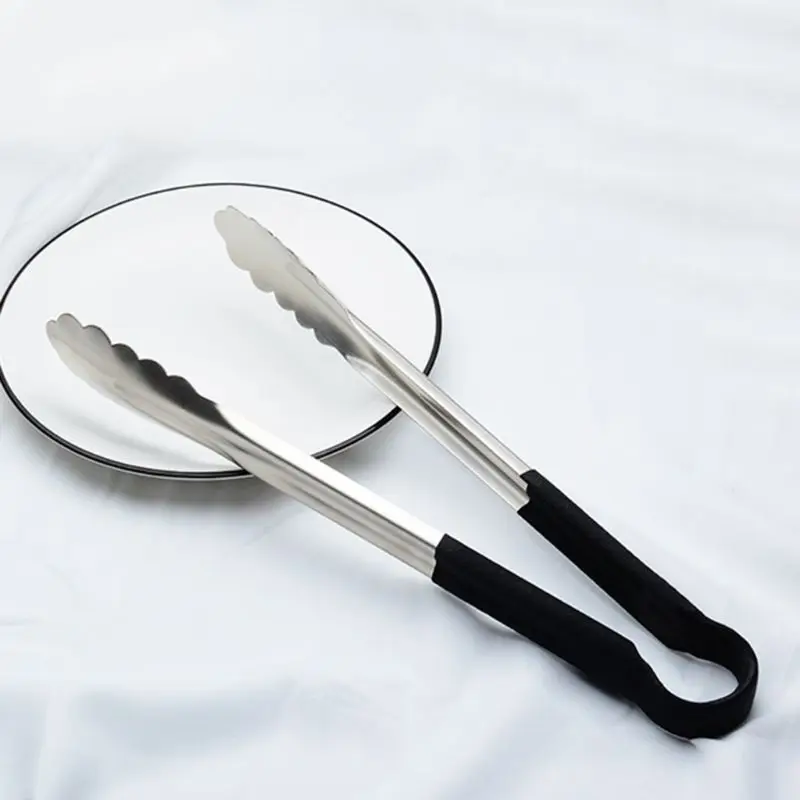 Stainless Steel Kitchen Tongs Cooking Utensils BBQ Barbecue Baking Ice Meat Salad Food Serving Clip Clamp With Non-Slip Handle