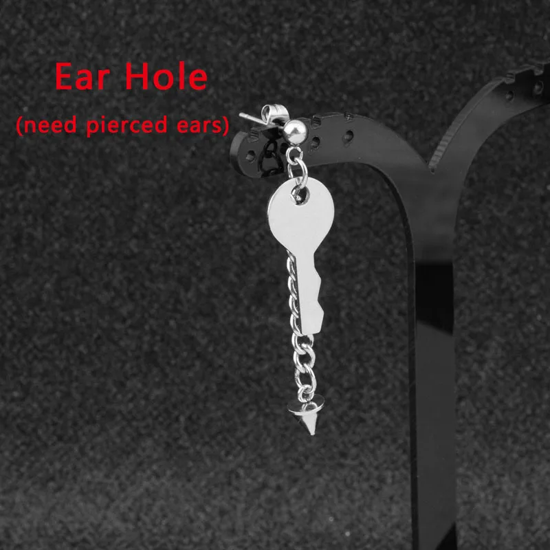 Stud Earring KPOP, корейские серьги-гвоздики из нержавеющей стали в стиле панк для мальчиков, длинный брелок, конусный Шило, клипса для ушей, унисекс, ювелирные изделия для парней в стиле рок, хип-хоп - Окраска металла: Stud Earring