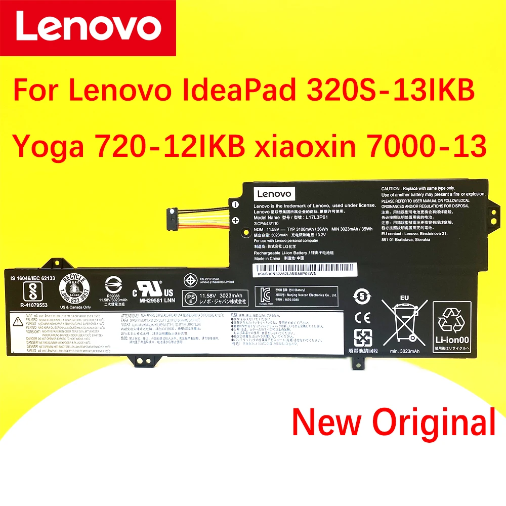 Новый оригинальный аккумулятор для ноутбука Lenovo IdeaPad 320S-13IKB Yoga 720-12IKB xiaoxin 7000-13 L17L3P61 L17C3P61 L17M3P61