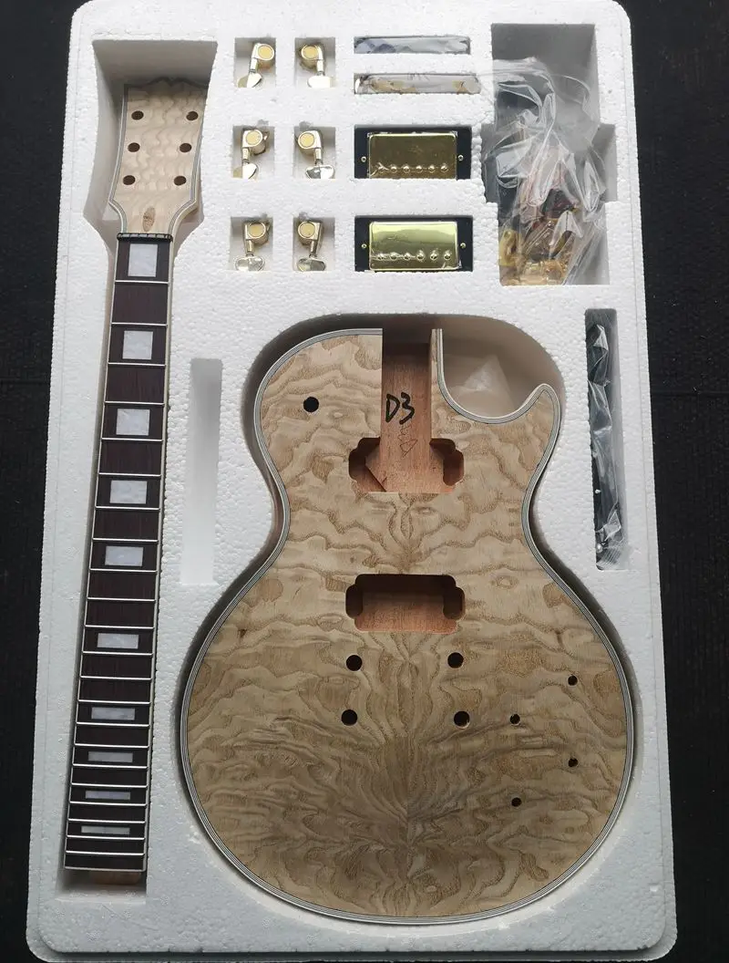 CLDJT-D3 LP стиль электрогитара DIY Kit Африканский красное дерево Oguman интегрированный шеи - Цвет: CLDJT-D3