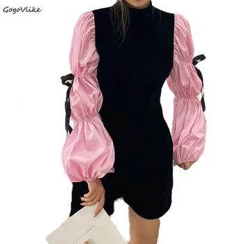 

Korean Female Elegant Velour Jumpsuit Pink Puff Sleeve Women Trousers Female Casual Long Pants Overalls Jumpers Bows SA551S30