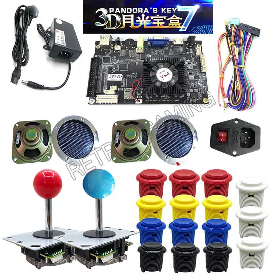 Happ stype аркадная игра машина DIY kit 3D Pandora7 обновление до 2650 в 1 PCB 135 шт игры с адаптером