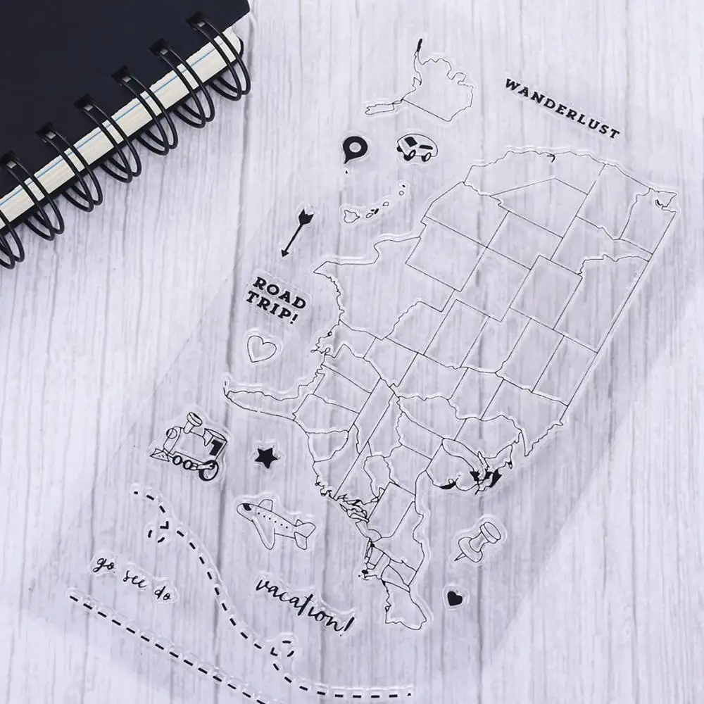 Карта США прозрачные марки Соединенные Штаты Америки чистый штамп дорожный